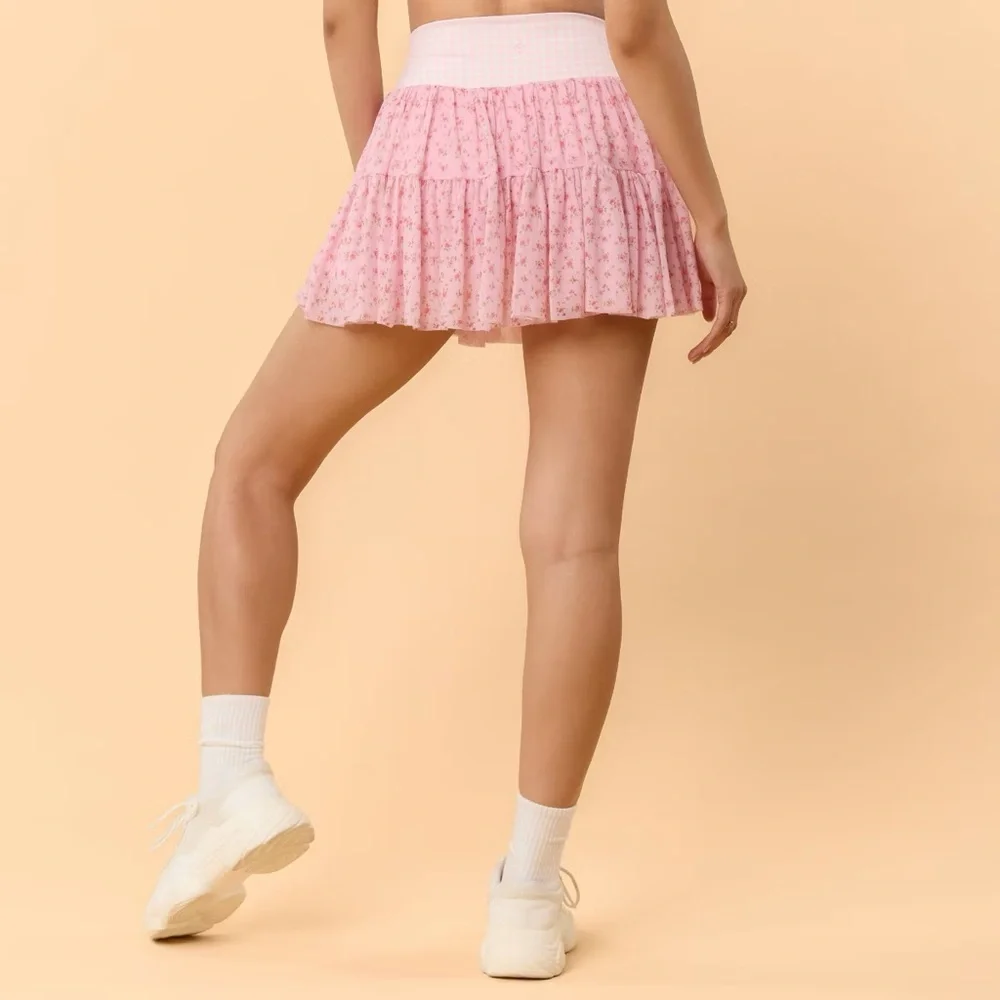 Blogilates Women's Ballerina Skort, Pink Gingham Floral, NWT - Picture 2 of 13